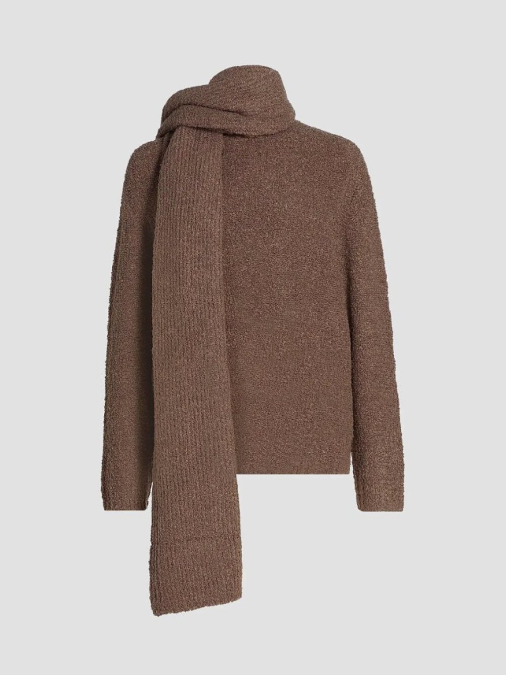 Staud Siren Scarf Boucle Sweater Truffle Brown - Size Medium